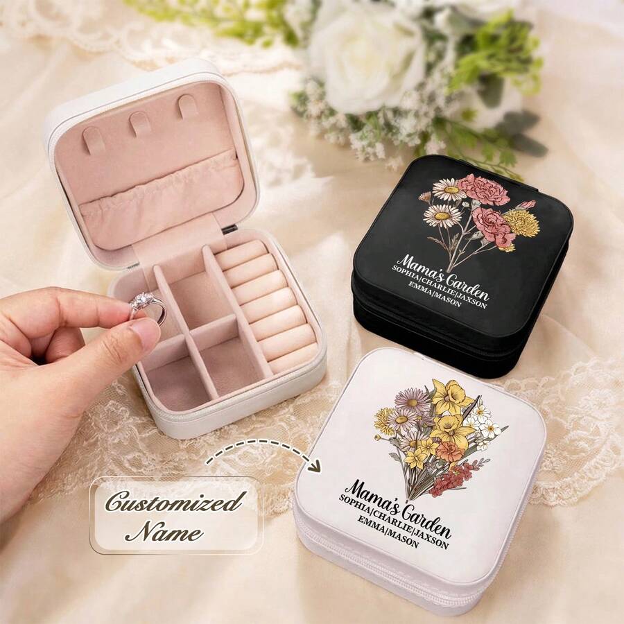 Customizable Leather Jewelry Box, Perfect Gift For Mother's Day And Birthday (For Women)