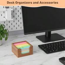 2 Pcs Wood Sticky Note Holder And Paper Clip Storage Holder Self Stick Note Pad Dispenser For Office Desk Accories 3x3 Sticky Notes Organizer Wooden Memo Pad Organizer For School Home - As Pic - View 3