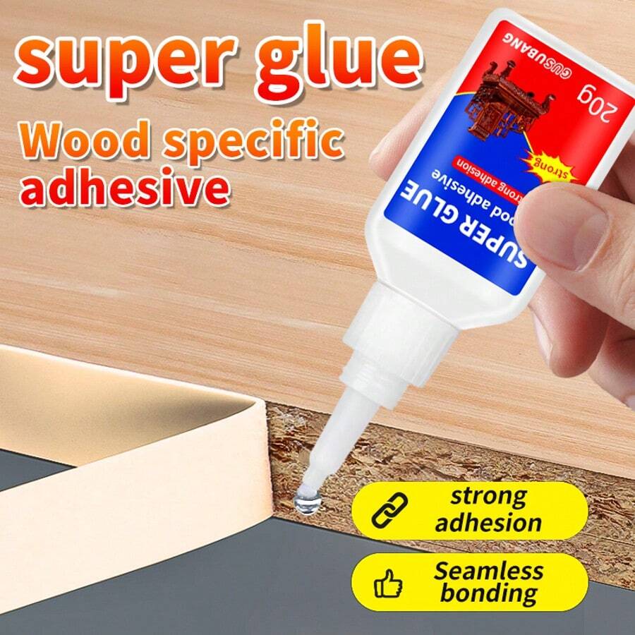 1/2/3pcs Super Glue/Heavy Duty Wood Glue, Strong Wood Adhesive For Solid Wood, Wood Board, Wood Furniture Repair, Multi-Purpose Bonding Agent