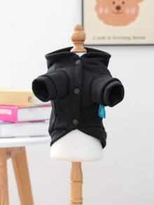 1pc Pet Clothes Dog Apparel Hoodie Outfit For Small Dogs - Pink Heart Sweatshirt - Black - View 6