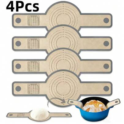 4pcs Silicone Bread Sling For Dutch Oven Liners,Non Stick,  Easy Clean Reusable Silicone Bread Baking Mat With Long Handle Anti Scalding, Easy To Transfer Sourdough Bread, Round,Suitable For Families And Bakeries, Kitchen Tools For Making Bread, Baguettes, And Pasta, Two Pieces In One Package, Totaling 4pcs