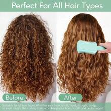 Nylon Comb With Air Cushion, Hair Styling Brush, Straw Massage Curling Comb, Curl Defining Styling Brush - Square - View 2