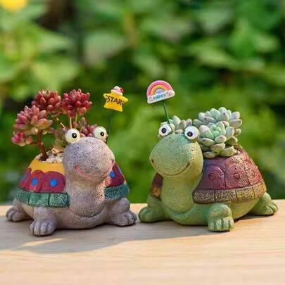Tortoise Plant Pot Silicone Mold For Succulent Resin Animal Plant Flower Pot Mould Turtle Garden Figurines Outdoor Decor Succulent Planter Mold Silicone