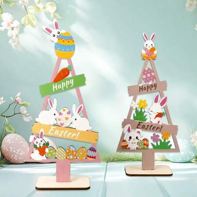 Wooden Rabbit Tissue Box Holder, Creative Desktop Decor For Home, Bedroom, Living Room, Holiday Atmosphere