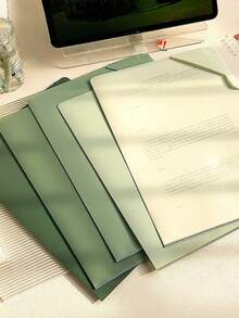 5pcs A4 Size Non-Slip Gradient Color L-Shaped Wide Opening Student Folders, Can Store Test Papers, Documents And More - Baffle Type - View 3