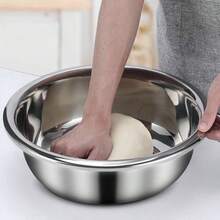 [1-3 piezas] Tazones de mezcla grandes de acero inoxidable, adecuados para huevos, frutas, verduras, ensaladas - perfectos para contener, preparar alimentos, esenciales para la cocina del hogar - Plateado - Ver 7