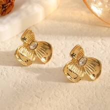 鸢尾花耳环，镶嵌锆石花瓣，时尚耳环，适合女性日常佩戴，春夏款 - 花朵 - 查看 4