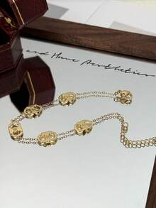 1件18K镀金不锈钢不褪色手链，奢华简约百搭设计 - 鏤空CC手鍊 - 查看 5