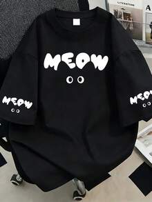 Áo thun ngắn tay in chữ phong cách mùa hè thường ngày dành cho nữ cỡ lớn, màu đen. - màu đen - Xem 1