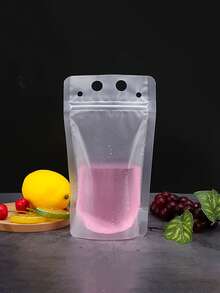 Coffee Liquid Packing Bags, Self-Sealing Beverage Packaging Bags Double-Hole Portable Matte Transparent Bags Portable Beverage Pouches, Juice Bags, Vertical Drink Containers For Cold And Hot Beverages, Transparent Suction Nozzle Bags - Multicolor - View 2