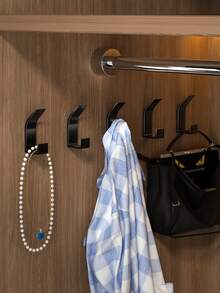 Wall Hooks - No-Drill Installation | Adhesive Hooks For Wardrobes, Bathrooms, And Kitchens | Behind-The-Door Hooks | Damage-Free Wall Hooks (Ideal For Hanging Clothes, Keys, And More) | Versatile & Practical Hooks - The Perfect Choice For Bathrooms, Kitchens, Or Behind Doors; Ideal For Hanging Towels And Coats - Black - View 11
