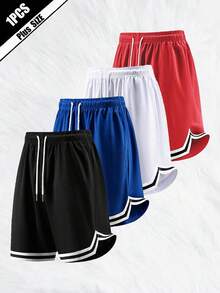Plus Size Men's Lightweight Casual Sports Shorts, Breathable Mesh Elastic Basketball Fitness Shorts Black Summer - Black - View 2