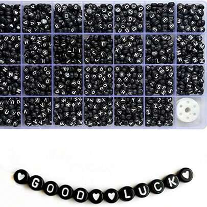 1000pcs 26 Pcs English Alphabet Bracelet Jewelry Making Kit, With Elastic String