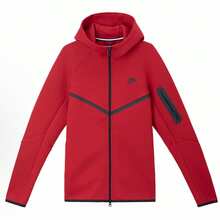 Nike Unisex Tech-Inspired Fleece Zip Hoodie & Jogger Outerwear For Men & Women Hoodi Set Pants - Áo hoodie có khóa kéo màu đỏ 2 - Xem 7