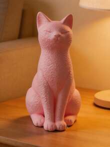 优雅的北欧流线型猫咪摆件，心形耳朵和毛绒质感，站立姿势 - 1PC - 查看 3