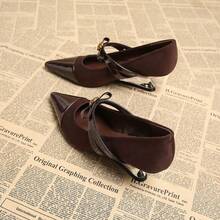 2026 Primavera Zapatos de tacón alto con punta afilada de moda, estilo elegante francés adecuado para vestidos, zapatos de lujo de cuero - Café integral - Ver 3