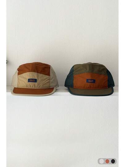 Soft Top Patchwork Color-Block Flat Brim 5-Panel Baseball Cap, Unisex Casual Versatile Sun Protection Spring New Breathable Short Brim Hat, Cycling Soft Top Baseball Cap, New Breathable Patchwork Color-Block Flat Brim Workwear Cap, Outdoor Baseball Cap For Women Spring Summer