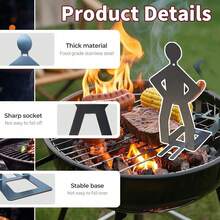 1 Pc Creative Standing Sausage Grill Rack , Stainless Steel Holder Sausage Grill, Spoof Bratwurst Holder Grill, Outdoor Camping Cooking Accessories, Grill Accessories, Marshmallows Grill - Default - View 6