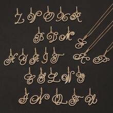 1pc Fashion Personalized 26 Letter A-Z Pendant Necklace, Punk Style Initial Necklace, Stainless Steel Hip Hop Jewelry - Gold - View 5