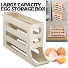 Slim Gravity Rolling Egg Storage Rack, Auto Refill Egg Dispenser Holder, Space Saving Fridge Organiser Made Of Smooth Hard Plastic For Household Kitchen Refrigerator - Multicolor - View 11