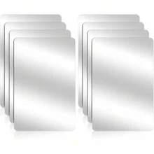 8 pezzi Specchio quadrato in plastica con lente acrilica, piccolo specchio di in vetro, adatto per aula, ufficio, casa, materiale per fai da te, decorazione da parete, decorazione della stanza, estetica - Argento - Visualizzare 1