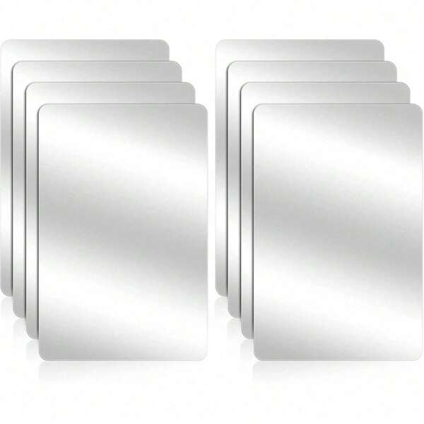 8片装塑料镜面亚克力镜片，迷你方形镜面安全玻璃砖小镜子，适用于教室、办公室、家庭DIY手工材料