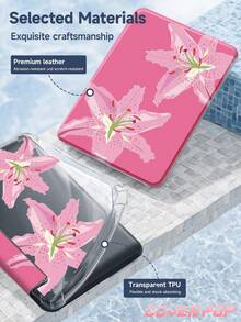 Pink Hibiscus Case Compatible With IPad Air 11-Inch M3 2025 / M2 2024, Air 5th Generation 2022 , (A16) 11 Inch 11th Generation 2025,Compatible With Samsung Galaxy Tab,Kindle Paperwhite 12th Gen 2024, Clear Back ,Fashion Pattern Protective Case,Autlueomatic Sleep And Wake-Up Function, Airbag Protection, Suitable For Gifts And Office Use - Multicolor - View 9