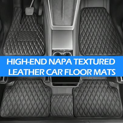 Alfombrillas de coche antideslizantes para todo el año | Alfombrillas de coche de cuero Nappa premium, revestimiento antideslizante, resistente al desgaste, fácil de limpiar; se adapta a sedán/SUV/MPV/furgoneta/camión/camión, corte de precisión para todo terreno y todo clima, textura antideslizante de fácil instalación, material de calidad sin olor, resistente al calor y al frío