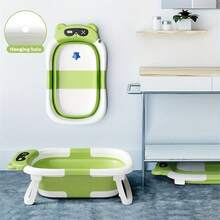 Collapsible Baby Bathtub With Soft Bath Net, Portable Infant Travel Tub, Non-Slip Dinosaur Design - 綠色 - 查看 6