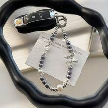 Luxury Baroque Style Artificial Glass Pearl Beaded Crystal Ins Phone Strap Handmade DIY Alloy Keychain Pendant - Multicolor - View 8