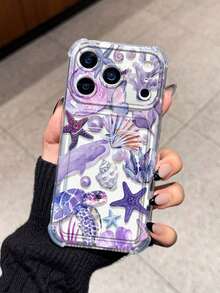 Purple Ocean Card Slot Shockproof Phone Case Compatible With Apple 17/16/14 Pro Max, High-Quality New Model 13, 15, Ins Style 12/12 Pro, 11, 15 Pro Max, 16 - Clear - View 2