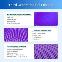 Double-Thick Gel Seat Cushion Honeycomb Breathable Non-Slip Cover 15.75x13.39x1 In Pressure Relief For Office Car Wheelchair Elastic Furniture Protector - 1 件式靠墊 - 查看 6