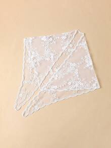 1条女士纯色蕾丝花卉刺绣三角巾，优雅新款头巾，适合春、夏、秋季佩戴 - 彩色 - 查看 8