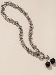 1pc Women's Minimalist Cherry Chain Necklace, Fashion Hiphop Style - Multicolor - View 2