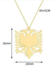 1件14K镀金阿尔巴尼亚鹰吊坠项链，男女皆宜，抛光不锈钢饰品，扁平费加罗链项链 - Eagle - 查看 5