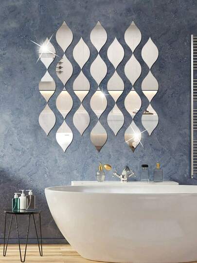 20/10 Pieces Of Reflective Acrylic Droplet Shaped Mirror Stickers, 3D Art Stickers, Suitable For Living Rooms, Bathrooms, And Home Office Walls, Made Of Vinyl Material, Can Be Used For Bedroom Decoration, Room Decoration, Halloween Decoration, Autumn Decoration, Classroom Decoration, Removable Stickers