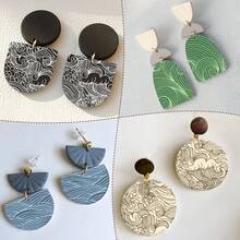 3pcs Asymmetric Pattern Polymer Clay Screen Printing Templates For Ceramic Earring Decoration And DIY Printing Templates For Ceramic Jewelry - Multicolor - View 7