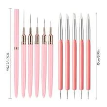 5pcs Nail Art Liner Brushes & 5pcs Nail Art Dotting Pens, Gel Nail Line Brushes, Fine Line Nail Brushes Set, Nail Striping Brushes, Painting Art Design Pens For Long Lines, Double-Ended Nail Dotting Tool Set - Multicolor - View 5