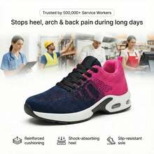 Professional Slip-Resistant Work Shoes For Women, Orthopedic Sneakers For Nurses & Teachers, All-Day Comfort Arch Support Walking Shoes, Wide Fit Breathable Athletic Footwear - 玫紅色 - 查看 4