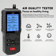 Six In One Formaldehyde Tester Air Quality Tester Air Detection Carbon Dioxide Detection Portable Temperature Detection,  Humidity Detection Harmful Volatile Substance Tester, Pollution Assessment Tester - Black - View 1