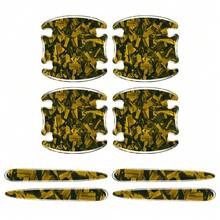 8pcs New Carbon Fiber Forged Texture Car Door Handle Bowl Protector Stickers, Anti-Collision Protective Strips, Scratch-Resistant And Wear-Resistant - Multicolor - View 10