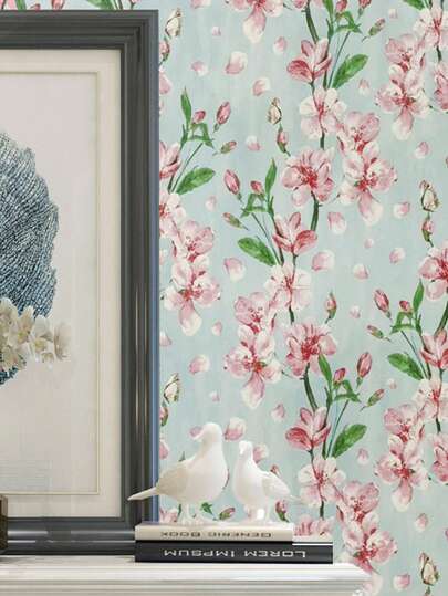 1 Roll New Thickened Self-Adhesive Wallpaper, European Floral Pattern, Suitable For Bedroom, Living Room, Villa, Backdrop, Removable Vinyl Contact Paper For Furniture Renovation, Waterproof, Soundproof, Luxury Flat Sticker, Easy To Use For Home Decor, TV Background, Cabinet, Dresser