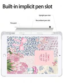 1个可爱教堂郁金香蝴蝶结图案硅胶防震保护套，带笔槽，兼容iPad第7、8、10代（10.2英寸），支持睡眠/唤醒功能，兼容华为。 - 彩色 - 查看 5