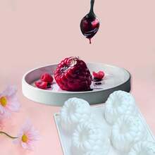 6pcs Heat-Resistant Non-Stick Silicone Raspberry Shaped Baking Mold, White Wavy Edge Baking Tool, Mother's Day Gifts, Items For Mom, Baking Supplies - White Mold - View 6