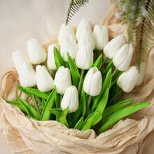 10支仿真郁金香，触感逼真，家居装饰花卉，婚礼花束装饰，母亲节礼物 - 彩色 - 查看 6