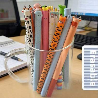 Erasable Ballpoint Pen In Animal Shapes, Twist-Out Refill, 0.7mm Blue Ink Refill, Smooth Writing, Easy To Erase Mistakes, Suitable For Students Exams, Homework, Note-Taking, School Supplies/Christmas Gift/Valentine's Day Gift