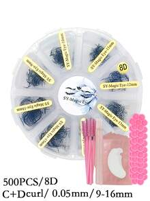 500 Pcs False Eyelashes Per Box, Double Layered, 8D 10D 12D 14D 16D, Thickness 0.05mm,9-16mm / Mix, Curl C+D, Three-Dimensional Effect, Pointy Base Premade Fans Eyelash Extensions, With 10Pcs Eye Pads,10Pcs Eyelash Brushes,10Pcs Adjustment Rod,10Pcs Glue Cup, Thick Fake Lashes For Professional, Daily, Wedding, Party, Costume Makeup - View 39