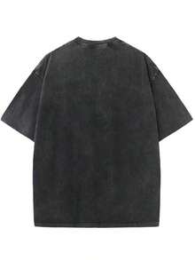 Men's Printed Pattern Washed T-Shirt - Casual Loose Summer T-Shirt With Star And Flame Design, Adult Brown 100% Pure Cotton Round Neck Shirt, Breathable T-Shirt |   Avant-Garde Casual Wear |   100% Pure Cotton Printed T-Shirt - Black 2 - 查看 4