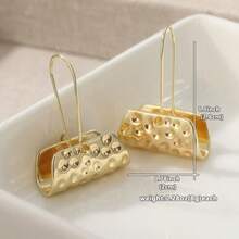 Vintage Handmade Hammered Copper Mini Hoop Earrings - Yellow - View 7