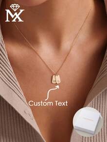 Personalized Engraved Pendant Necklace, Customized Letter Pendant Necklace, Personalized Name Bar Necklace, Christmas Gift - Multicolor - View 1